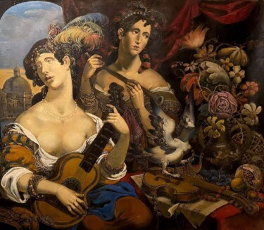 Pittura intitolato "Рождение мелодий" da Oleg Litvinov, Opera d'arte originale, Olio
