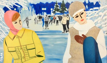 Картина под названием "Снег начинается" - Олег Осьмук (Пудра), Подлинное произведение искусства, Масло