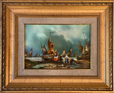 Painting titled "Avant l'orage" by Oleg Pavlovsky, Original Artwork, Oil Mounted on Wood Stretcher frame