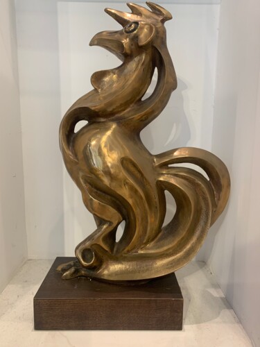 Sculpture intitulée "Петух-забияка" par Oleg Putilin, Œuvre d'art originale, Bronze