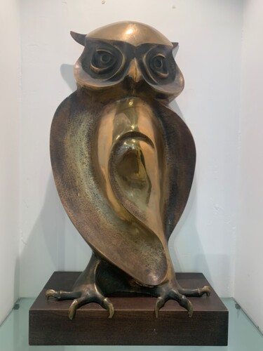 Sculpture intitulée "Филин-ночной охотник" par Oleg Putilin, Œuvre d'art originale, Bronze