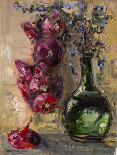 Schilderij getiteld "Still life flowers…" door Oleg Sharapanovsky, Origineel Kunstwerk, Olie Gemonteerd op Frame voor houten…