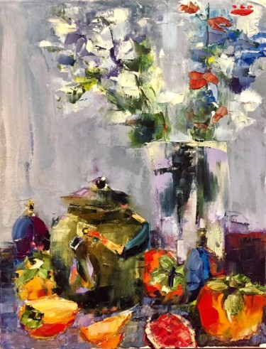 Pittura intitolato "Floral and fruity s…" da Oleg Sharapanovsky, Opera d'arte originale, Olio Montato su Telaio per barella…
