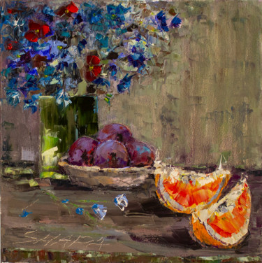 Pittura intitolato "Floral still life o…" da Oleg Sharapanovsky, Opera d'arte originale, Olio Montato su Telaio per barella…