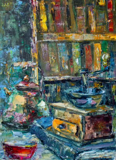 Картина под названием "Home still life. Co…" - Oleg Sharapanovsky, Подлинное произведение искусства, Масло Установлен на Дер…