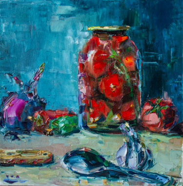 Painting titled "Still life for the…" by Oleg Sharapanovsky, Original Artwork, Oil Mounted on Wood Stretcher frame