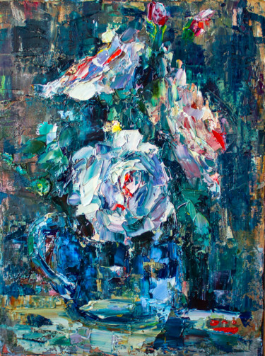 Painting titled "Abstract still life…" by Oleg Sharapanovsky, Original Artwork, Oil Mounted on Wood Stretcher frame