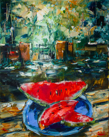 Картина под названием "Summer still life.…" - Oleg Sharapanovsky, Подлинное произведение искусства, Масло Установлен на Дере…