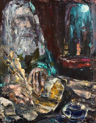 Картина под названием "John and the Moon o…" - Oleg Sharapanovsky, Подлинное произведение искусства, Масло Установлен на Дер…