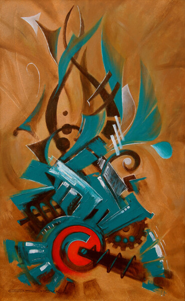 Pintura titulada "Mechanism-1" por Oleg Shovkunenko (OLEG SHOVK), Obra de arte original, Oleo