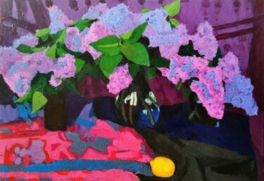 Painting titled "Lilac" by Oleg Sidorov, Original Artwork, Oil