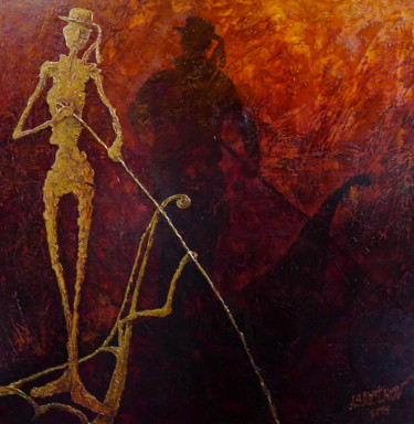 Painting titled "Soul over the shado…" by Oleg Smotrov, Original Artwork, Oil Mounted on Wood Stretcher frame