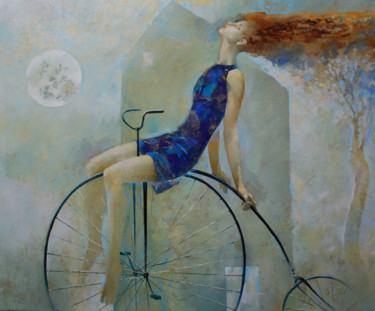 Painting titled "moon" by Oleg Tchoubakov, Original Artwork, Oil