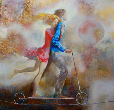 Картина под названием "прогулка под луной…" - Oleg Tchoubakov, Подлинное произведение искусства, Масло