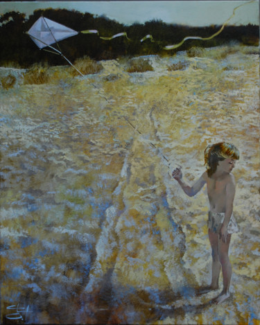 Painting titled "beach" by Oleg Tchoubakov, Original Artwork, Oil