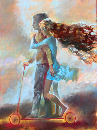 Картина под названием "прогулка вдвоем" - Oleg Tchoubakov, Подлинное произведение искусства, Масло