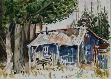 Painting titled "hunting lodge" by Oleg Vakulin, Original Artwork, Watercolor