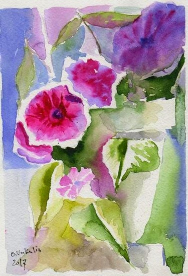 Painting titled "summer charm" by Oleg Vakulin, Original Artwork, Watercolor