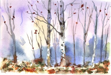 Painting titled "almost winter #2" by Oleg Vakulin, Original Artwork, Watercolor