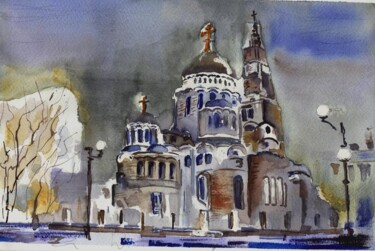 Painting titled "Annunciation cathed…" by Oleg Vakulin, Original Artwork, Watercolor
