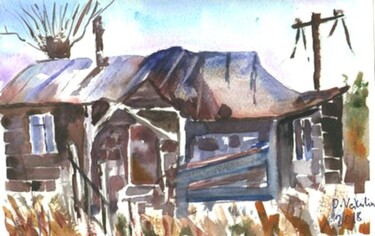 Painting titled "abandoned house#2" by Oleg Vakulin, Original Artwork, Watercolor