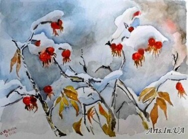 Peinture intitulée "Snow" par Oleg Vakulin, Œuvre d'art originale, Aquarelle