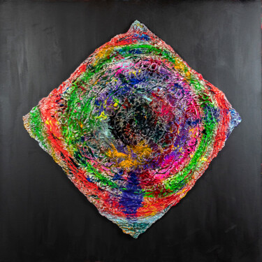 Schilderij getiteld ""Colourful Darkness"" door Oleg Viktorovic Pitkovskiy, Origineel Kunstwerk, Acryl Gemonteerd op Frame v…
