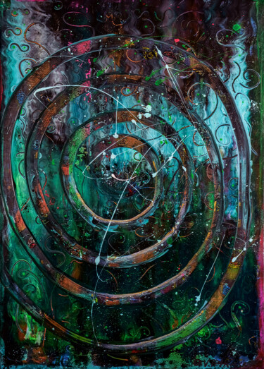 Painting titled ""Finite Infinity"" by Oleg Viktorovic Pitkovskiy, Original Artwork, Acrylic Mounted on Wood Stretcher frame