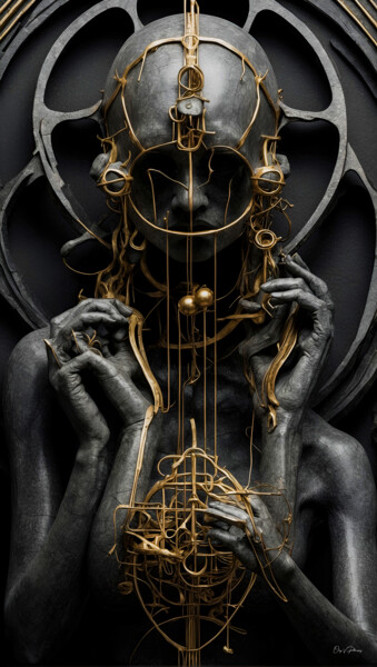 Digitale Kunst mit dem Titel ""Goldene Alchemie d…" von Oleg Viktorovic Pitkovskiy, Original-Kunstwerk, KI-generiertes Bild