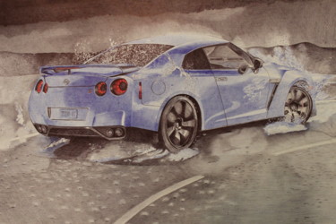Painting titled "Nissan GT-R" by Oleg Kozelskiy, Original Artwork, Other