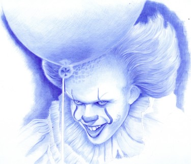 Drawing titled "Bad Clowns Pennywise" by Oleg Kozelskiy, Original Artwork, Ballpoint pen