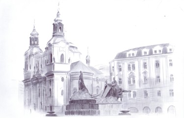 Drawing titled "Church of St. Nicho…" by Oleg Kozelskiy, Original Artwork, Ballpoint pen