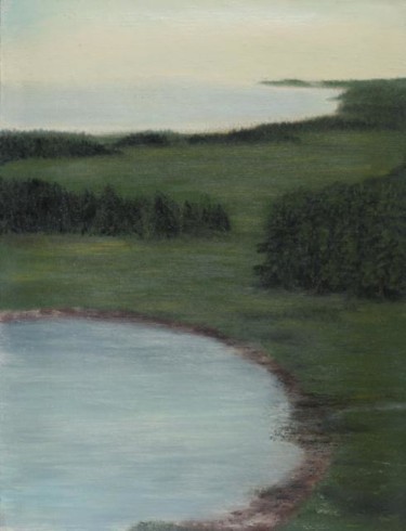 Painting titled "Northern evening. С…" by Oleg Popov I, Original Artwork, Oil