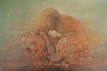 Painting titled "The kissing" by Oleg Radvan, Original Artwork, Acrylic