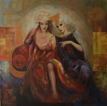 Painting titled "Live conversation." by Oleg Radvan, Original Artwork, Acrylic