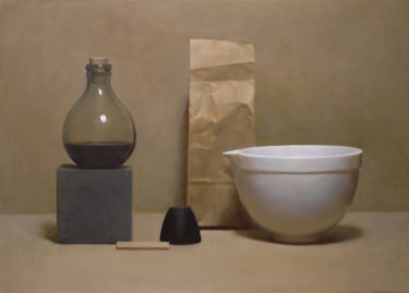 Painting titled "Still life with whi…" by Oleg Sergeev, Original Artwork, Oil