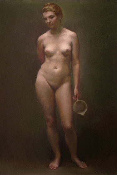 Картина под названием "Nude with a jug" - Oleg Sergeev, Подлинное произведение искусства, Пастель