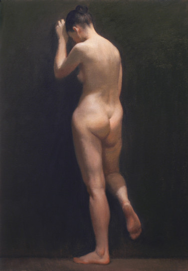 Ζωγραφική με τίτλο "Nude from behind" από Oleg Sergeev, Αυθεντικά έργα τέχνης, Παστέλ