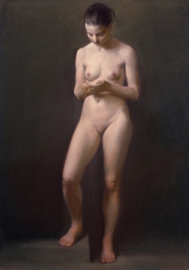 Malerei mit dem Titel "Nude reading" von Oleg Sergeev, Original-Kunstwerk, Pastell
