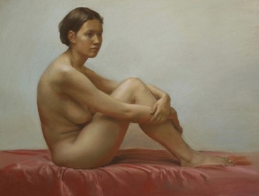 Картина под названием "Nude seated" - Oleg Sergeev, Подлинное произведение искусства, Масло
