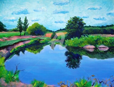 Painting titled ""Рай рыболова" (201…" by Oleg Shtompel, Original Artwork, Oil
