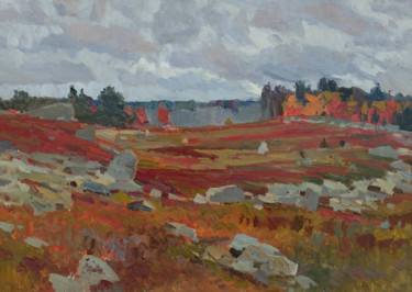 Peinture intitulée "Осень в штате Мейн" par Oleg Zhuravlev, Œuvre d'art originale, Huile
