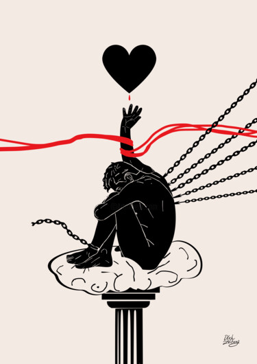 Digitale Kunst getiteld "Black Heart" door Oleh Zeitung, Origineel Kunstwerk, Digitaal Schilderwerk