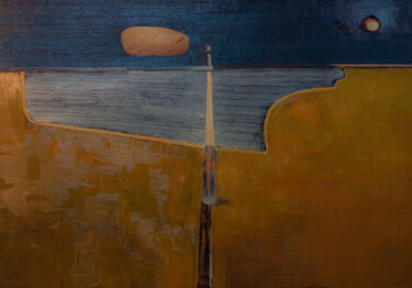 Peinture intitulée "Morze w nocy" par Olejarczyk (wojtek Placek), Œuvre d'art originale, Huile Monté sur Châssis en bois