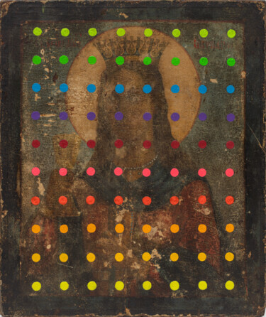 Schilderij getiteld "Recycled Icon # 2" door Oleksandr Balbyshev, Origineel Kunstwerk, Olie