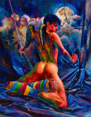 Malarstwo zatytułowany „Eros” autorstwa Oleksandr Balbyshev, Oryginalna praca, Olej Zamontowany na Drewniana rama noszy