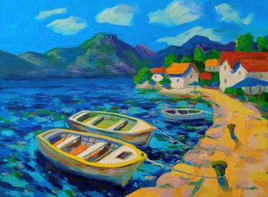 Pittura intitolato "Boats" da Oleksandr Bohomazov, Opera d'arte originale, Olio