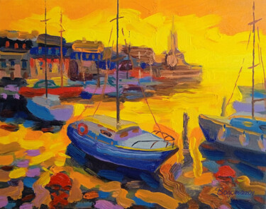 Painting titled "Evening" by Oleksandr Bohomazov, Original Artwork, Oil