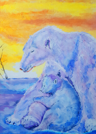 Peinture intitulée "Polar bear" par Oleksandr Chebotarov, Œuvre d'art originale, Huile