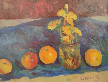 Painting titled "dandelions" by Oleksandr Chornyi, Original Artwork, Oil